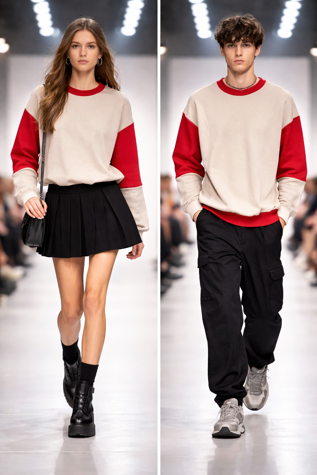 BEJ KIRMIZI GARNİLİ KAZAK