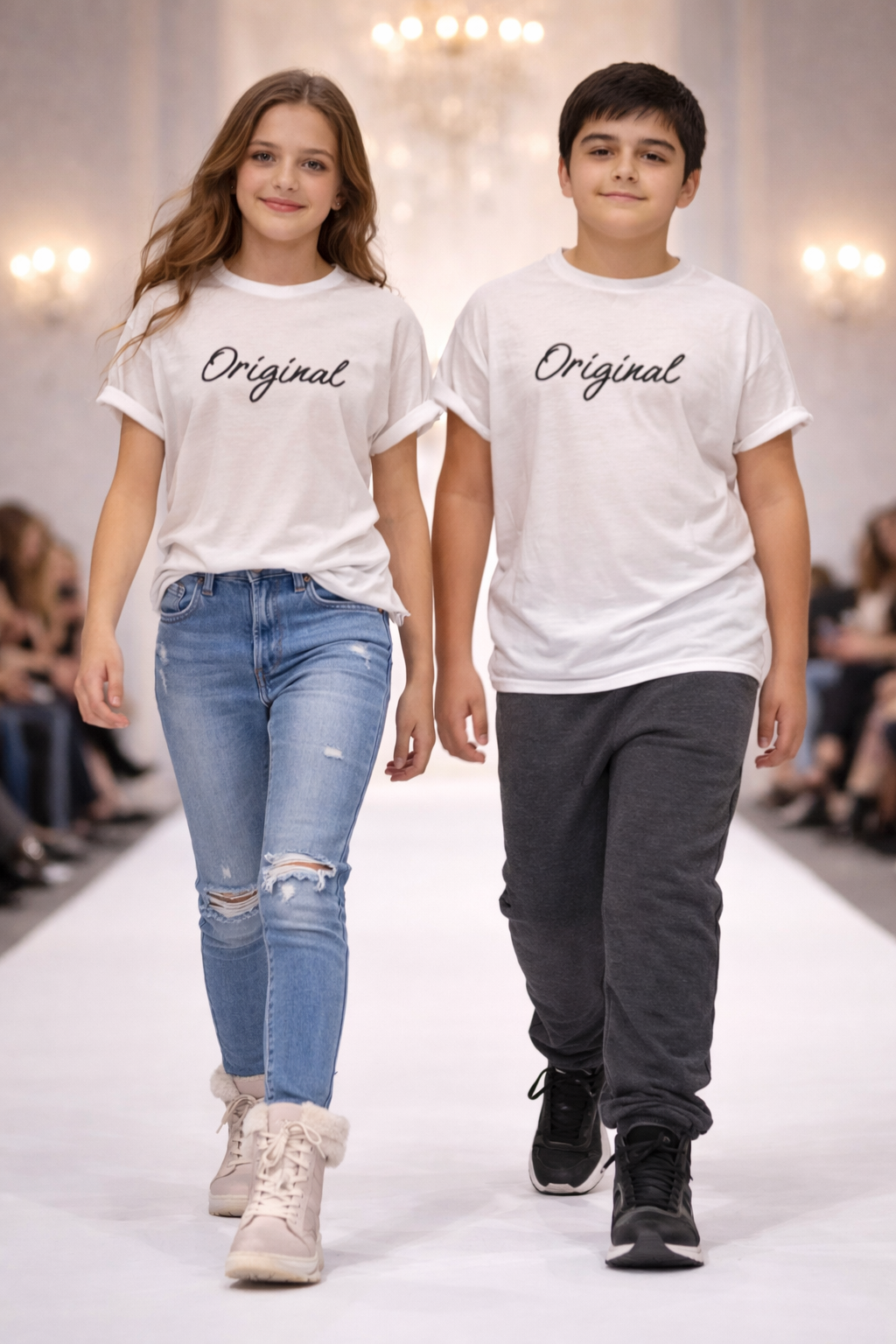ORİGİNAL NAKIŞLI BEYAZ KISAKOL TİŞÖRT