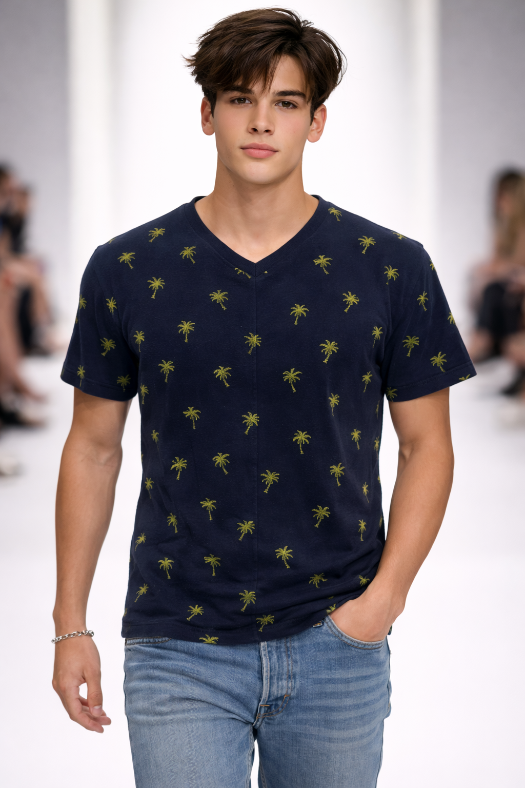 PALMİYE BASKILI KISAKOL TİŞÖRT